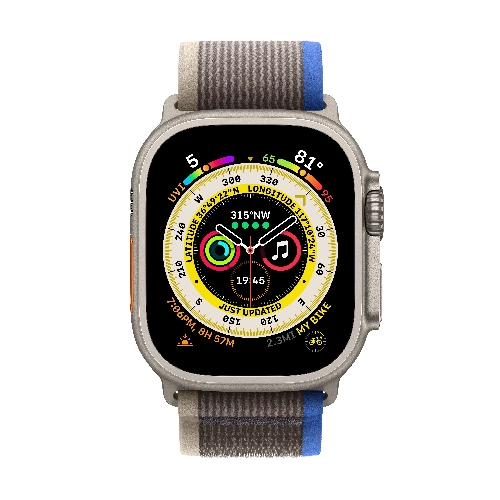 Apple Watch Ultra GPS + Cellular, 49 мм, корпус из титана, ремешок Trail синего/серого цвета, размер M/L